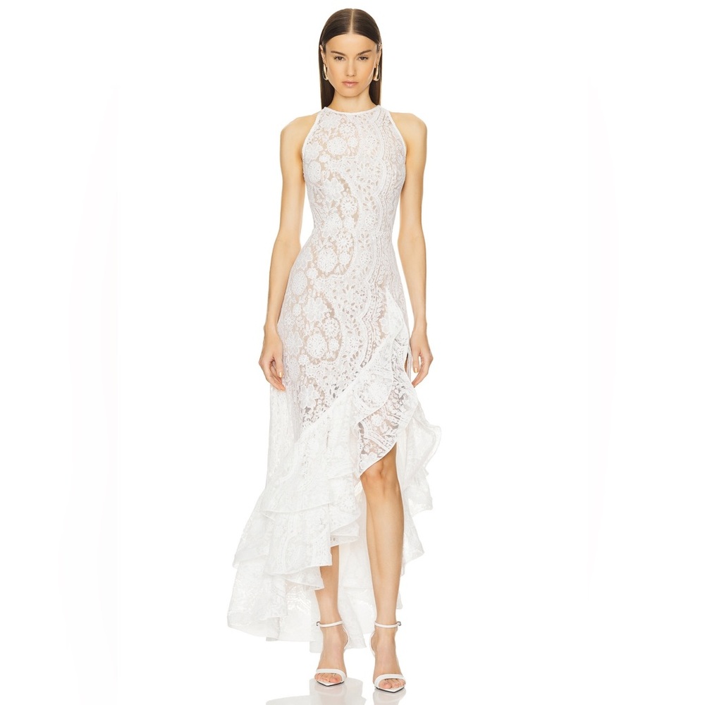 NWOT BRONX ADN BANCO Sicilia Ruffle LACE Dress in White, wedding bridal dress